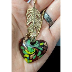 Lamp Work Glass Heart Necklace
